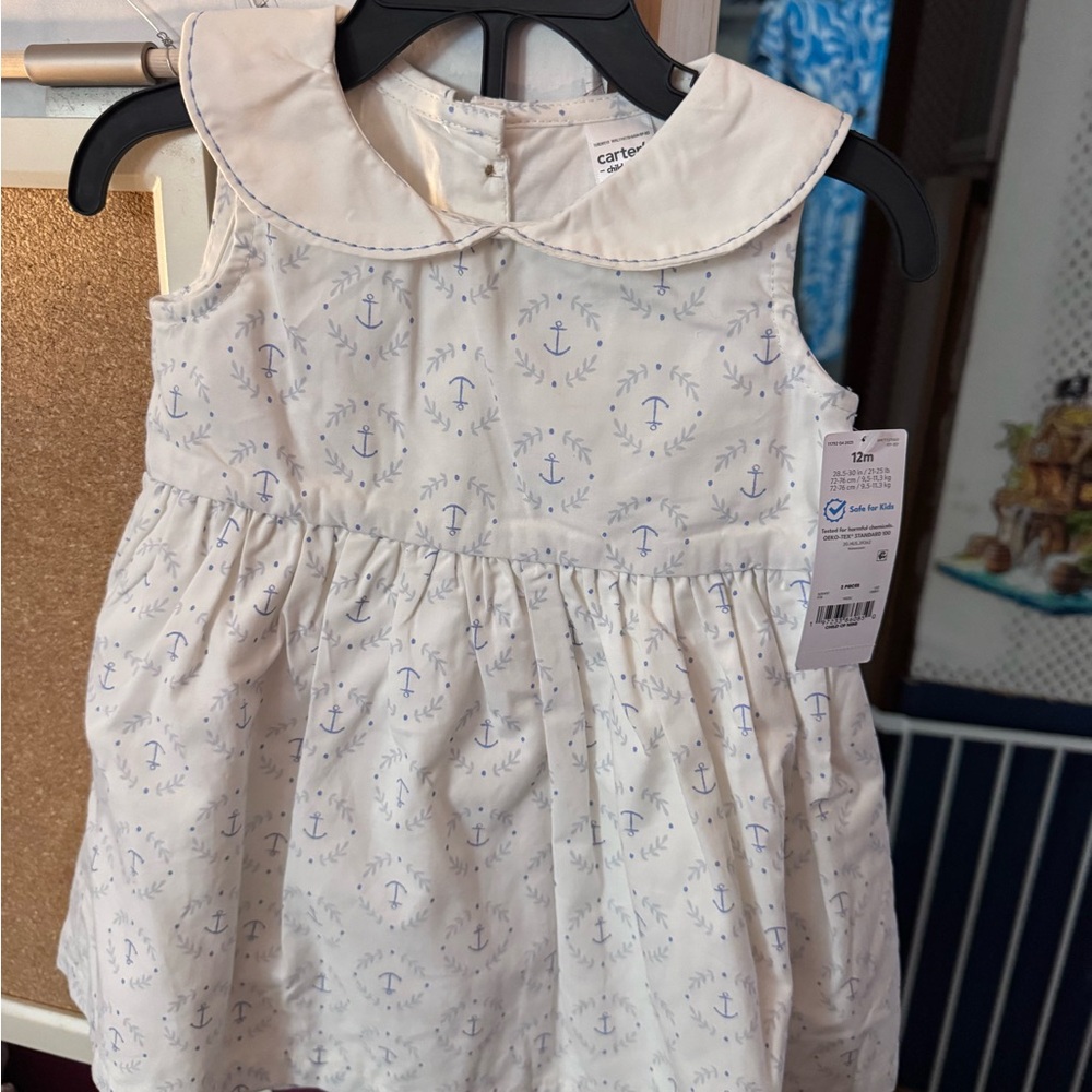 Carter's Cream and Blue Nautical Dress